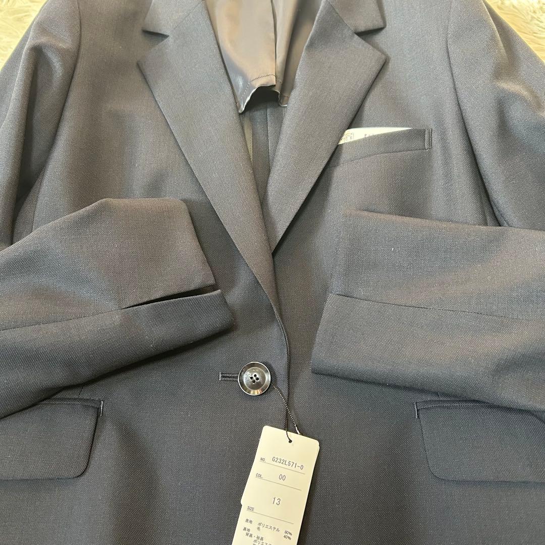 【未使用タグ付】洗えるキレイスーツ 紺ピンドット セットアップ　大きいサイズXL