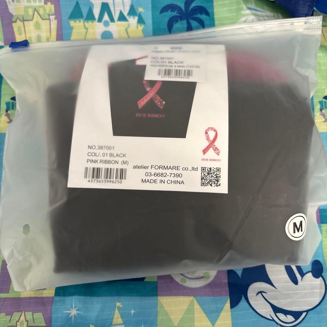 新品・未使用☆ボールアンドチェーン　ピンクリボン　エコバッグ　ブラック