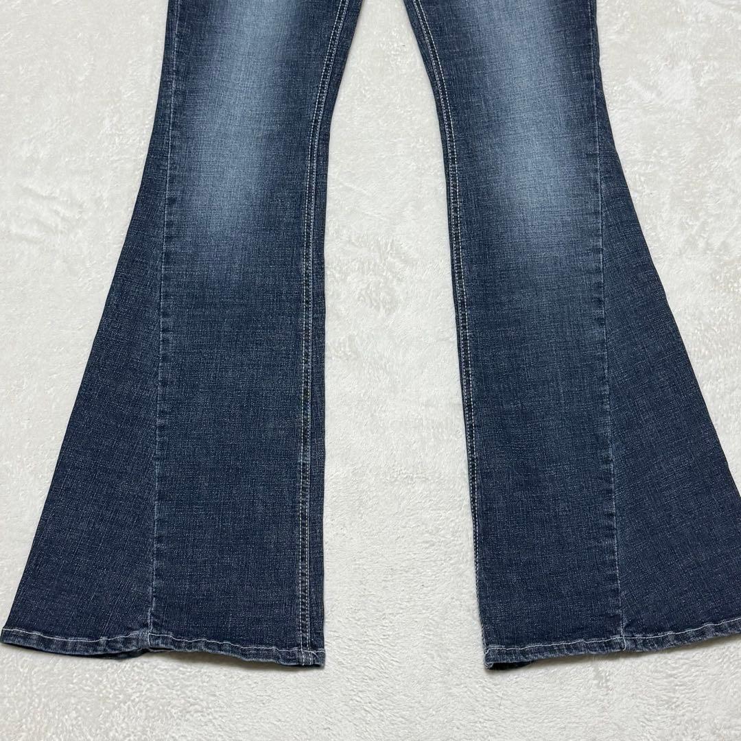 極美品　SYNERJYN シナジン　カットウォッシングデニムパンツ　フレア　M