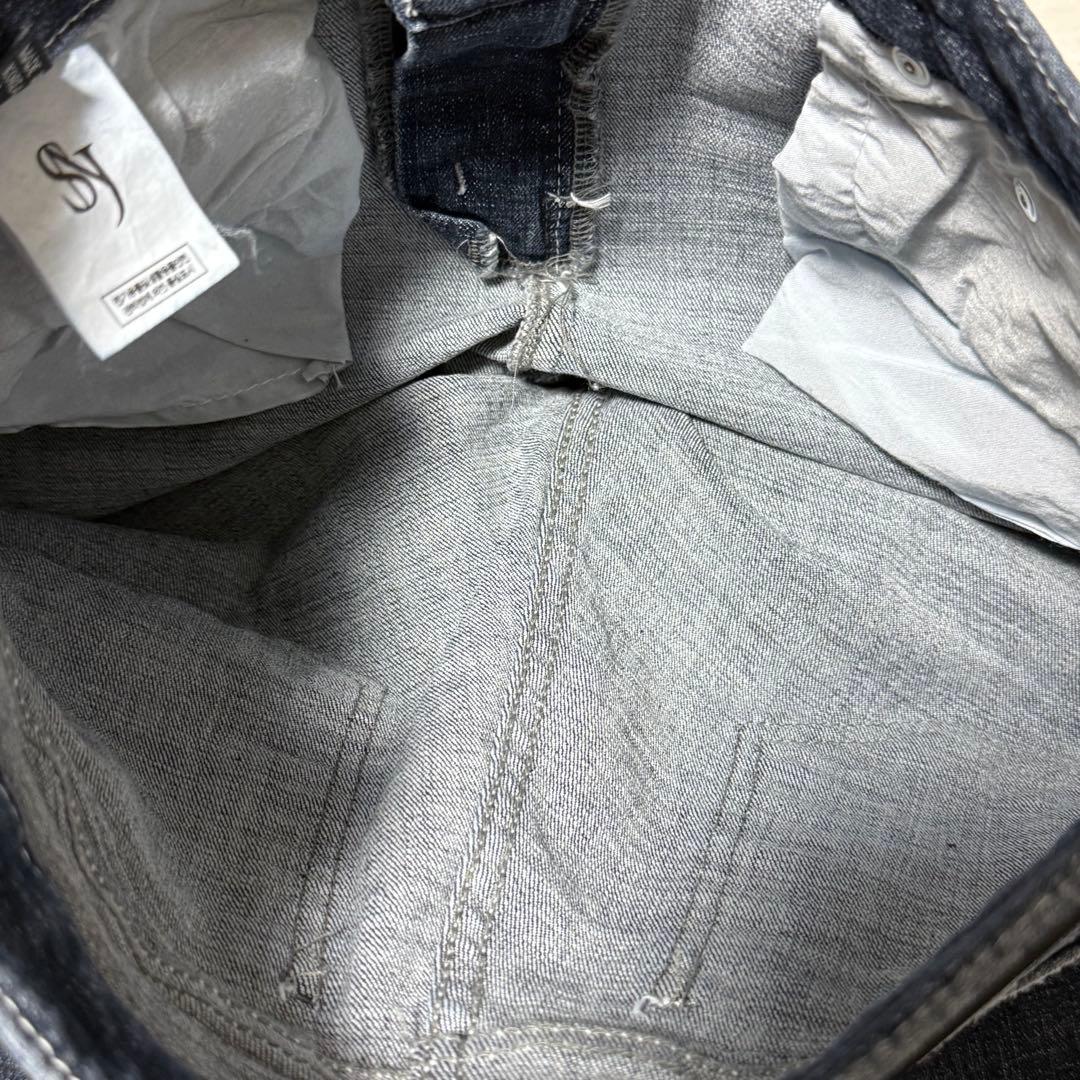 極美品　SYNERJYN シナジン　カットウォッシングデニムパンツ　フレア　M