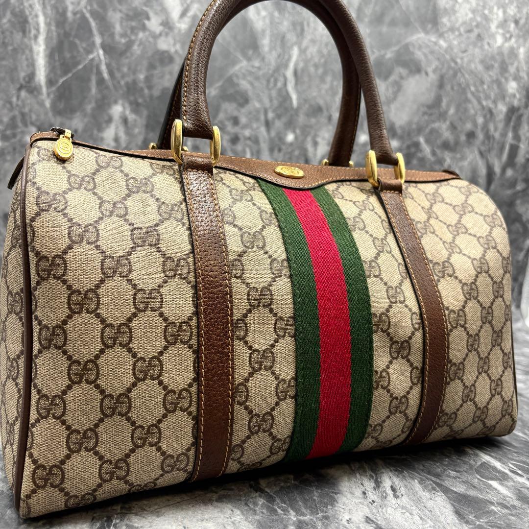✨極美品✨GUCCI シェリーライン GG レザー ボストンバッグ ブラウン