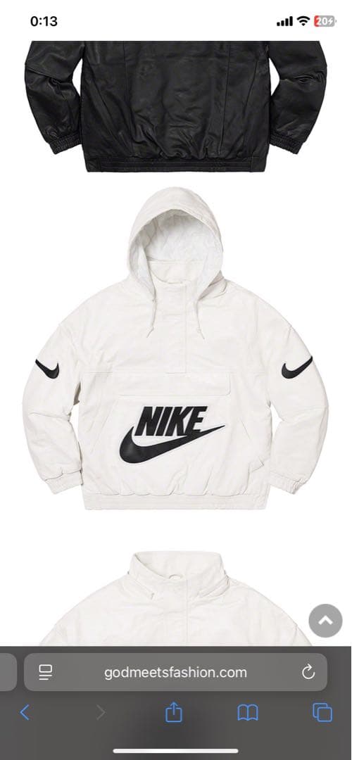 希少　Supreme × NIKE Leather Anorak 19AW