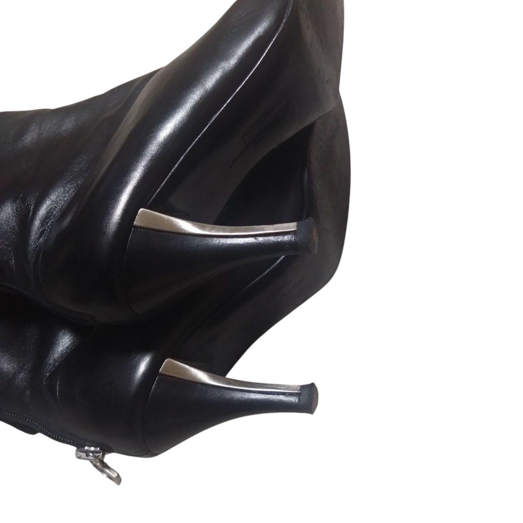 美品 サルヴァトーレ フェラガモ ロングブーツ ガンチーニ 黒 4C 本革