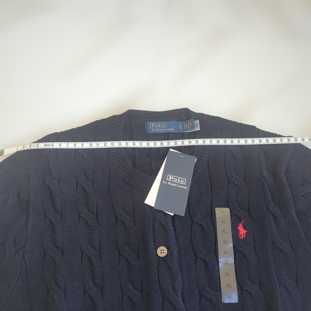ポロラルフローレン　ケーブルニット半袖　ネイビー　XL