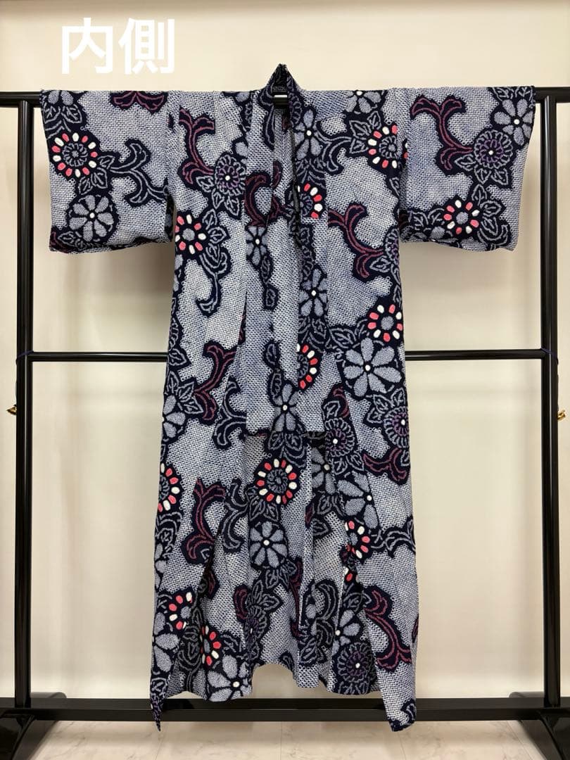 夏物 浴衣 有松絞り藍染 花