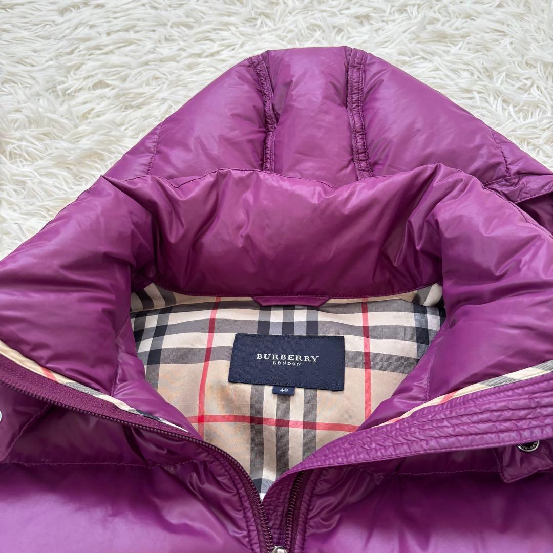 バーバリーロンドン ノバチェック ダウンジャケット レディース40 L パープル
