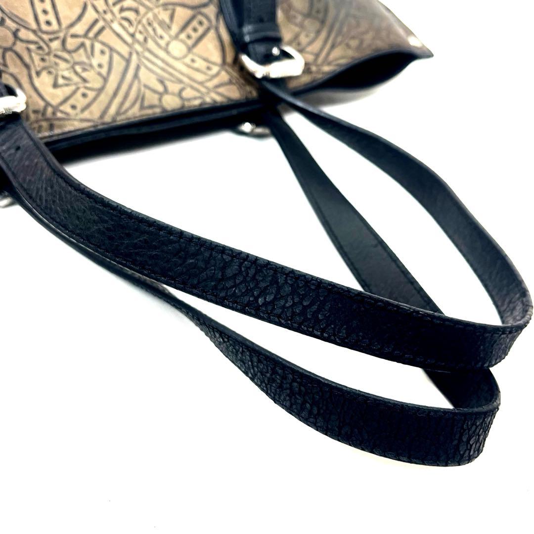 ヴィヴィアン　激レア　トートバッグ　オーブ総柄　ロゴエンボス　本革　ブラウン