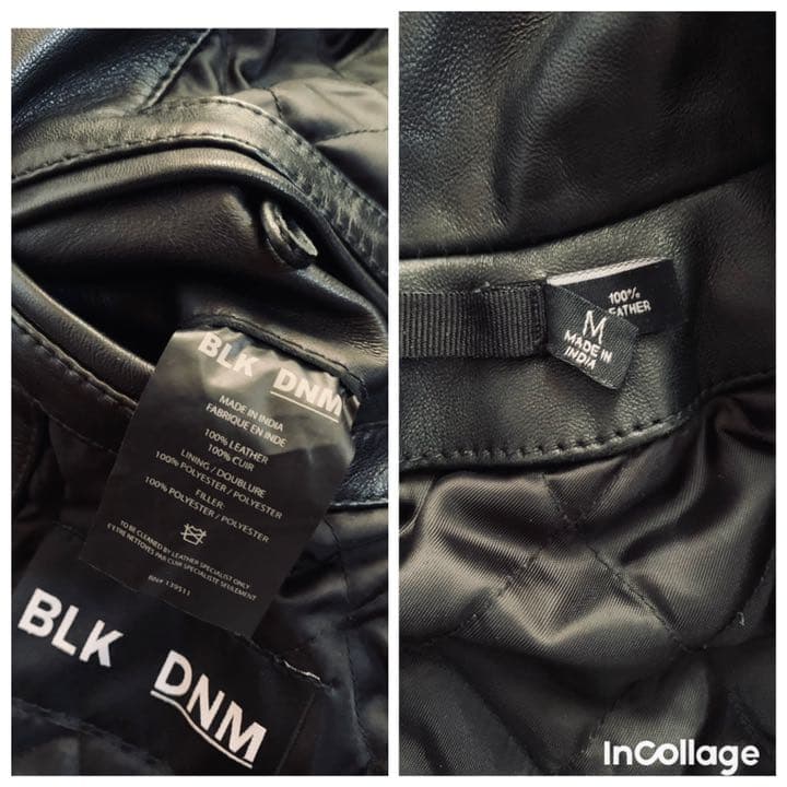 美品◆BLK DNM ブラックデニム　レザー　ライダースジャケット