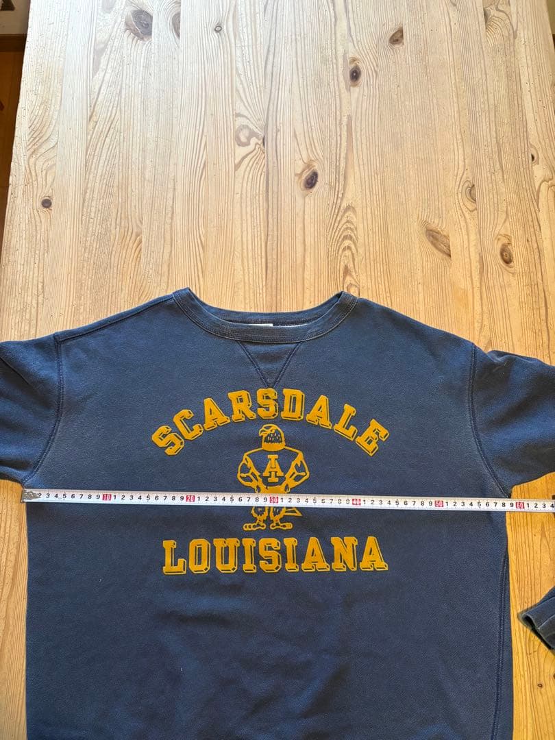 ランタグ　復刻　ビンテージ　スウェット　両面プリント　カラーフロッキー　貫通