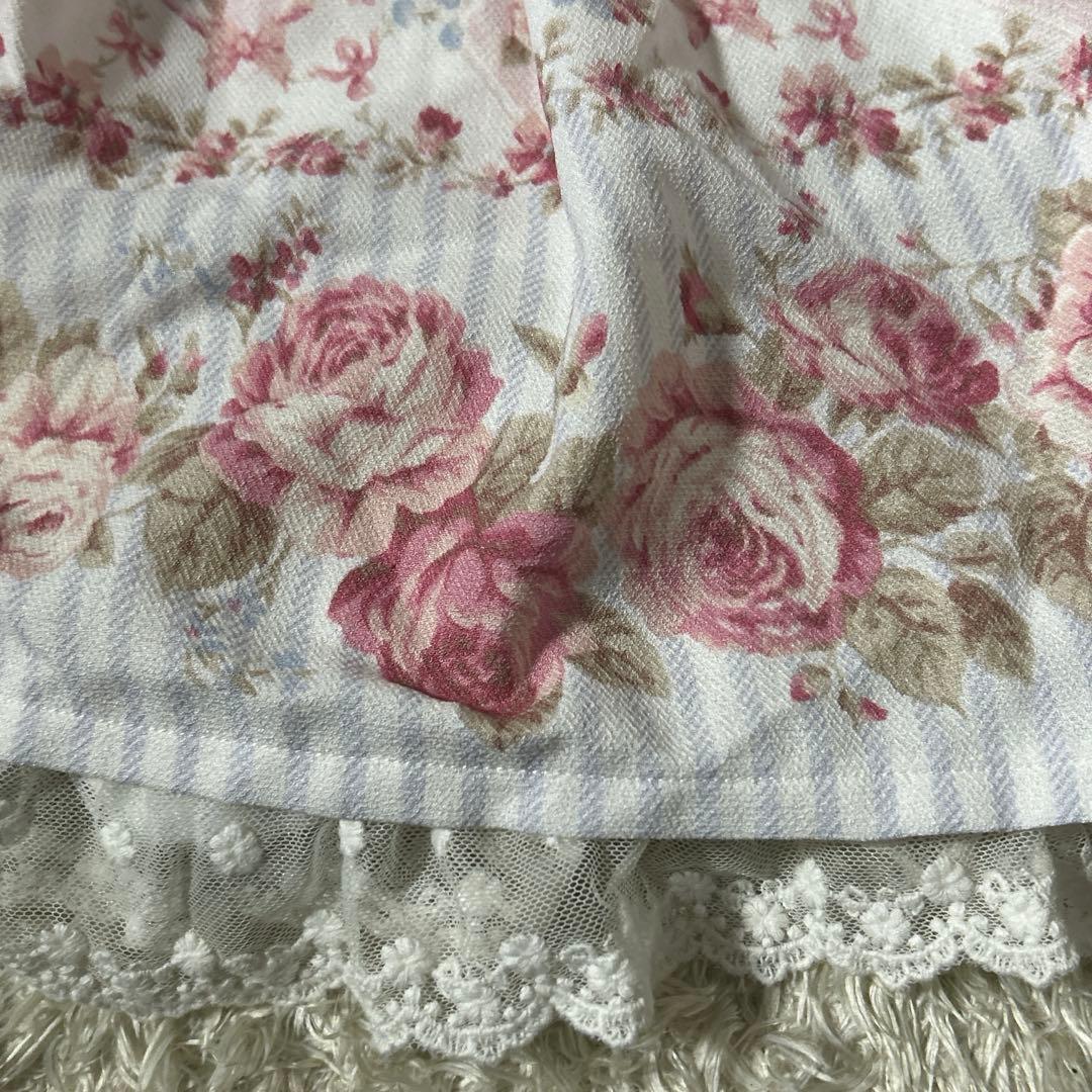 極美品【リズリサ】ローズ柄レースアップワンピース ロリータ ゴスロリ 姫系 花柄