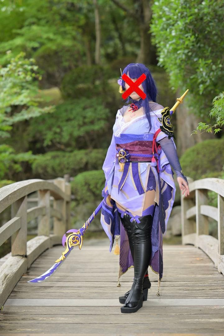 原神 雷電将軍 三分妄想Lサイズコスプレ衣装 武器.ウィッグ付き