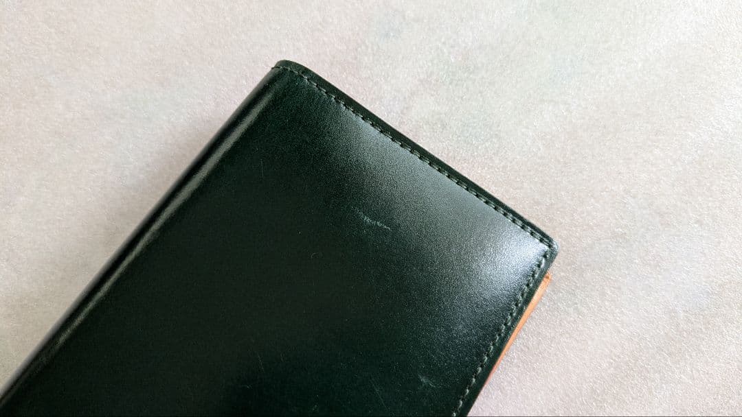 ganzo　コードバン ファスナー小銭入れ付き長財布　ダークグリーン