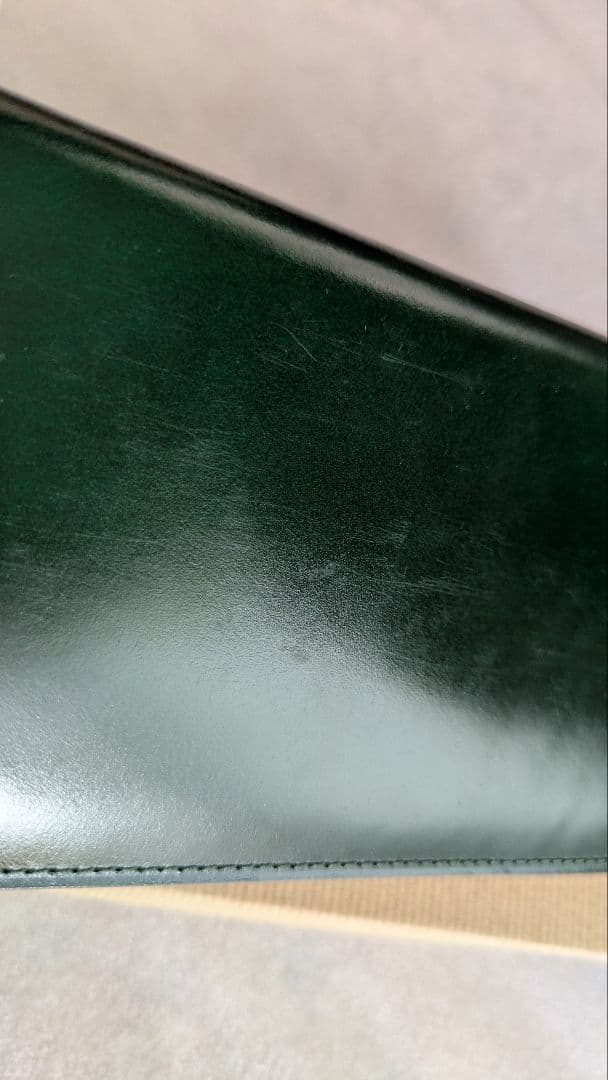 ganzo　コードバン ファスナー小銭入れ付き長財布　ダークグリーン