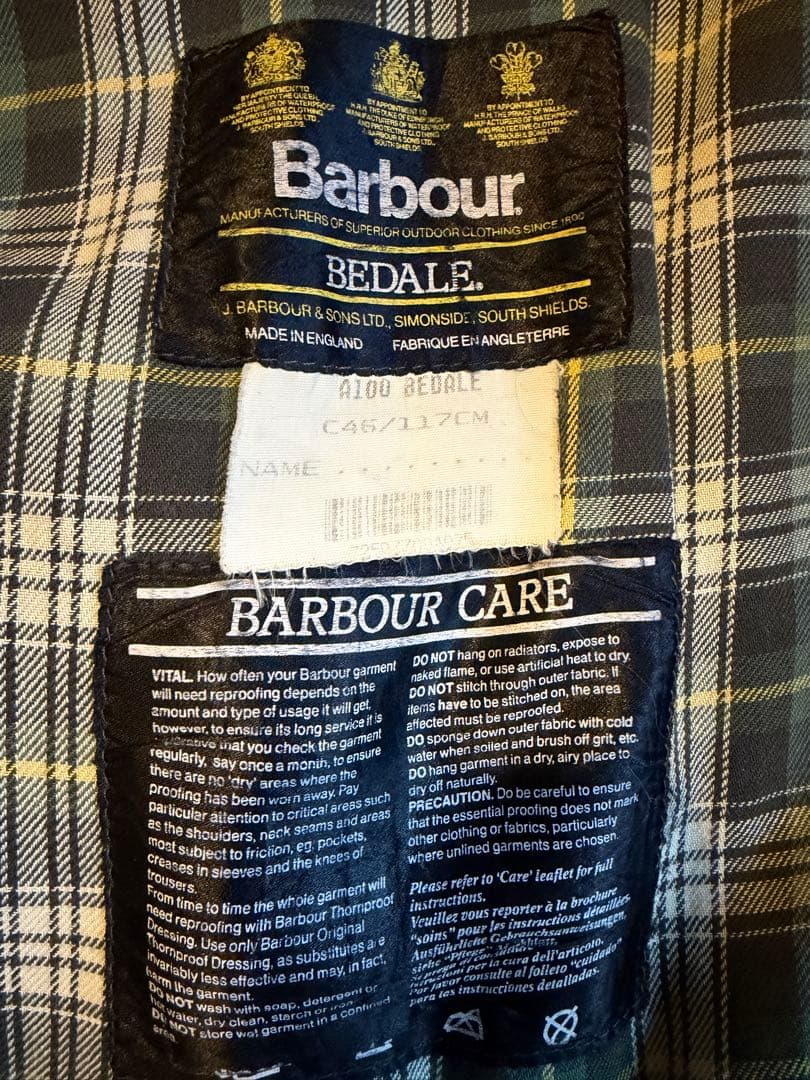 Barbour bedale バブアー ビデイル ライナーセット