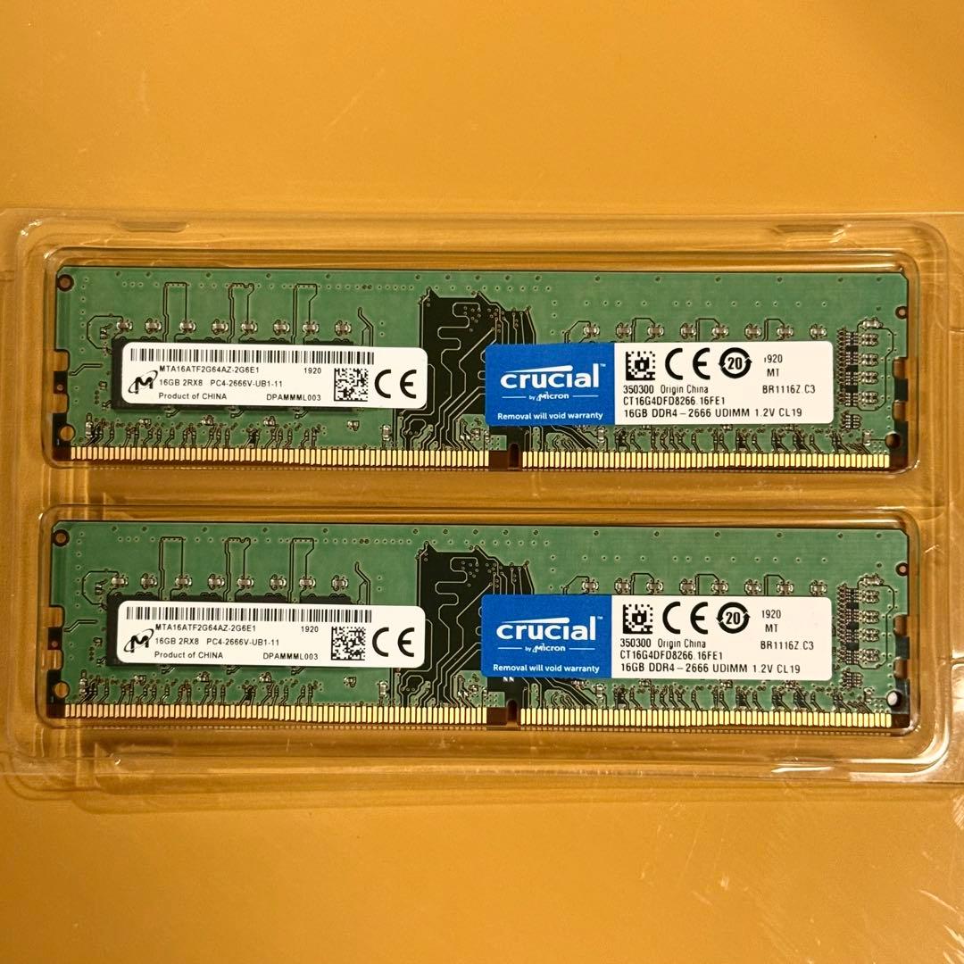 crucial 16GB DDR4 2枚セット