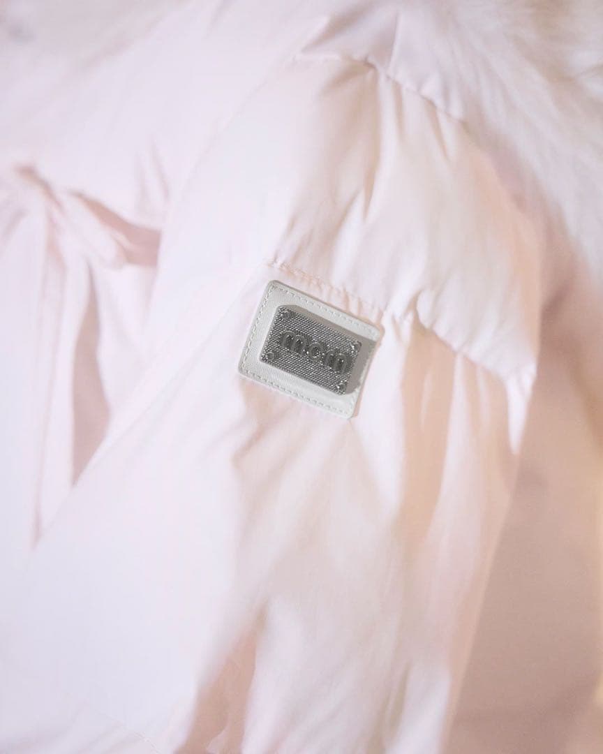 新品タグ付 ミシェルマカロン ピンク フリー ファーフードリボンダウンコート