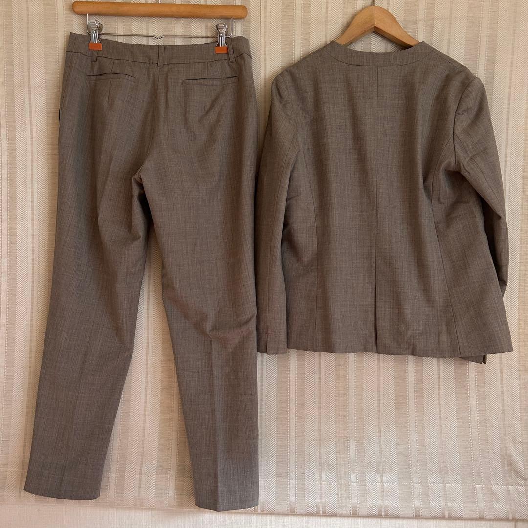 美品！NATURAL BEAUTY BASICノーカラーストレッチパンツスーツM