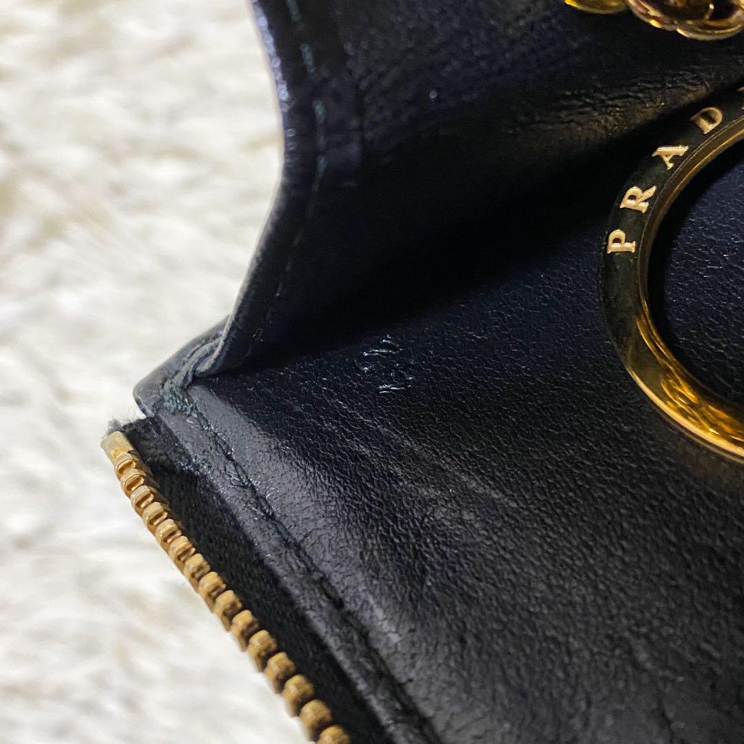 【美品】プラダ ケース キーリング サフィアーノレザー 1PP026 黒