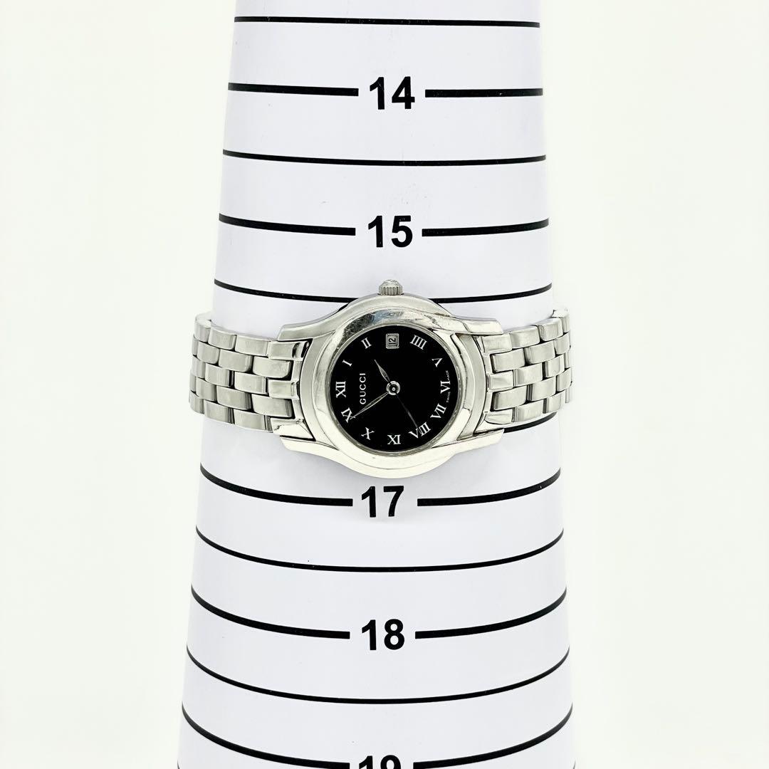 【稼働/新品電池】グッチ 5500L デイト 黒文字盤 腕時計 レディース