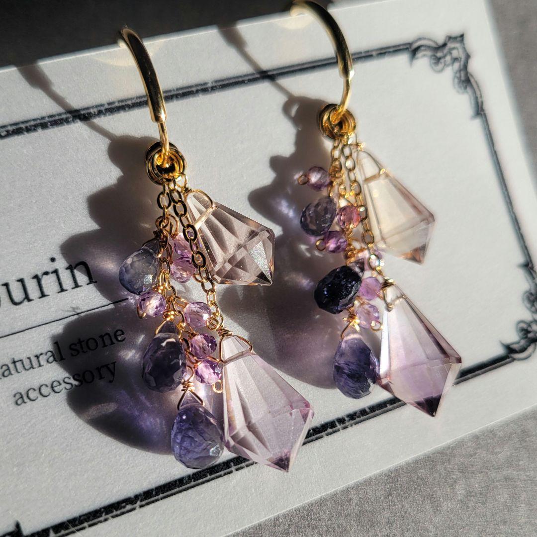 ポメころび様 グリーンアメジスト シャンデリア ピアス