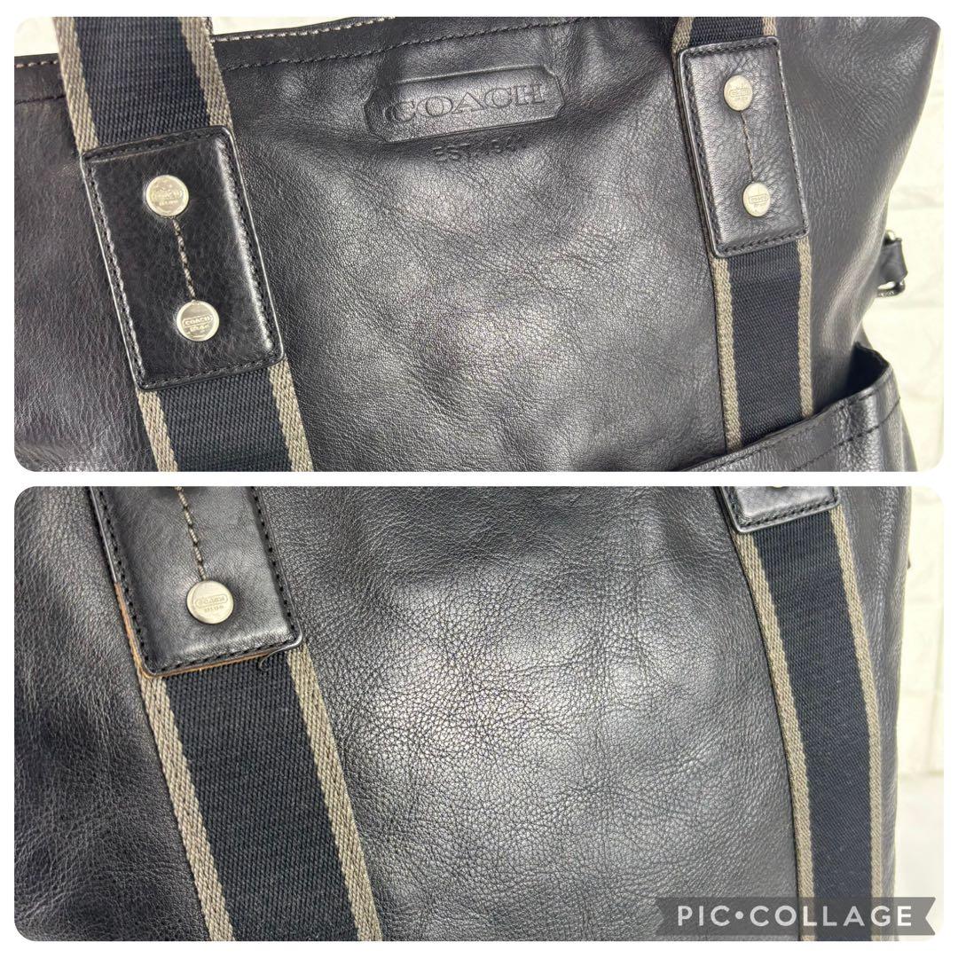 COACH レザー 2wayトートバッグ F70558 ブラック