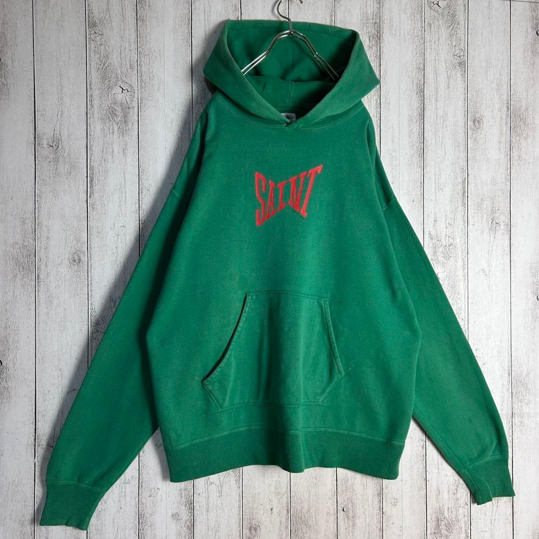 5174【希少XLサイズ】セントマイケル☆センターロゴ入りパーカー グリーン 緑