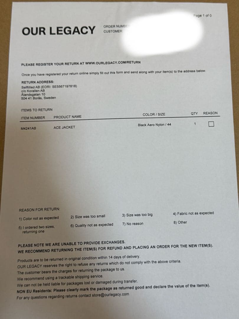 mm様用【新品未使用】OUR LEGACY ACE JACKET 44