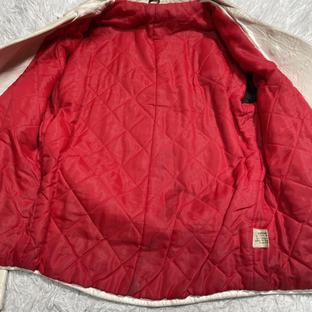 ヴィンテージ　ダブルライダース　カウレザー　ホワイト　イングランド製