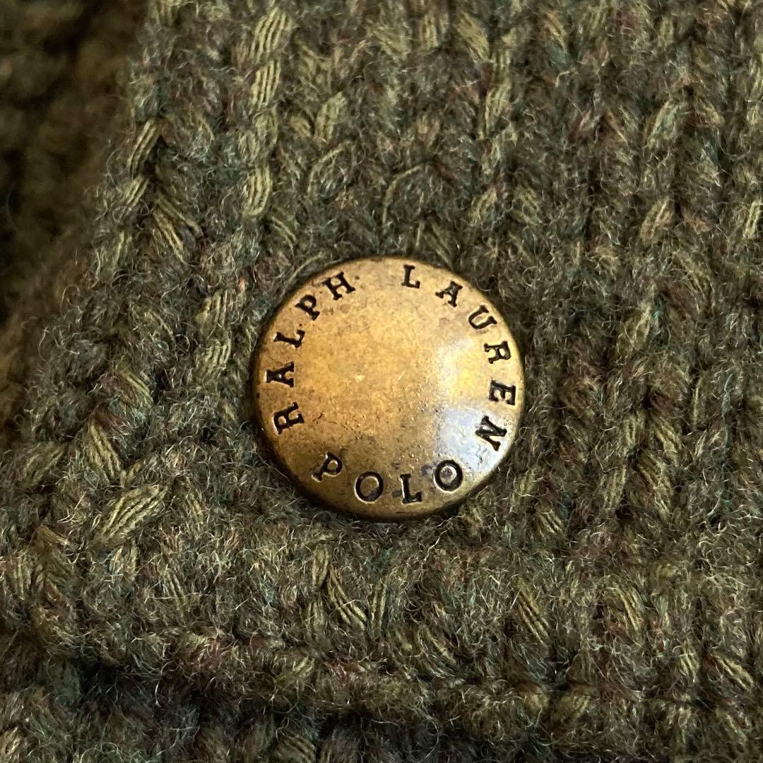 ラルフローレン ローゲージ ウール シルク ニット ジャケット XL オリーブ