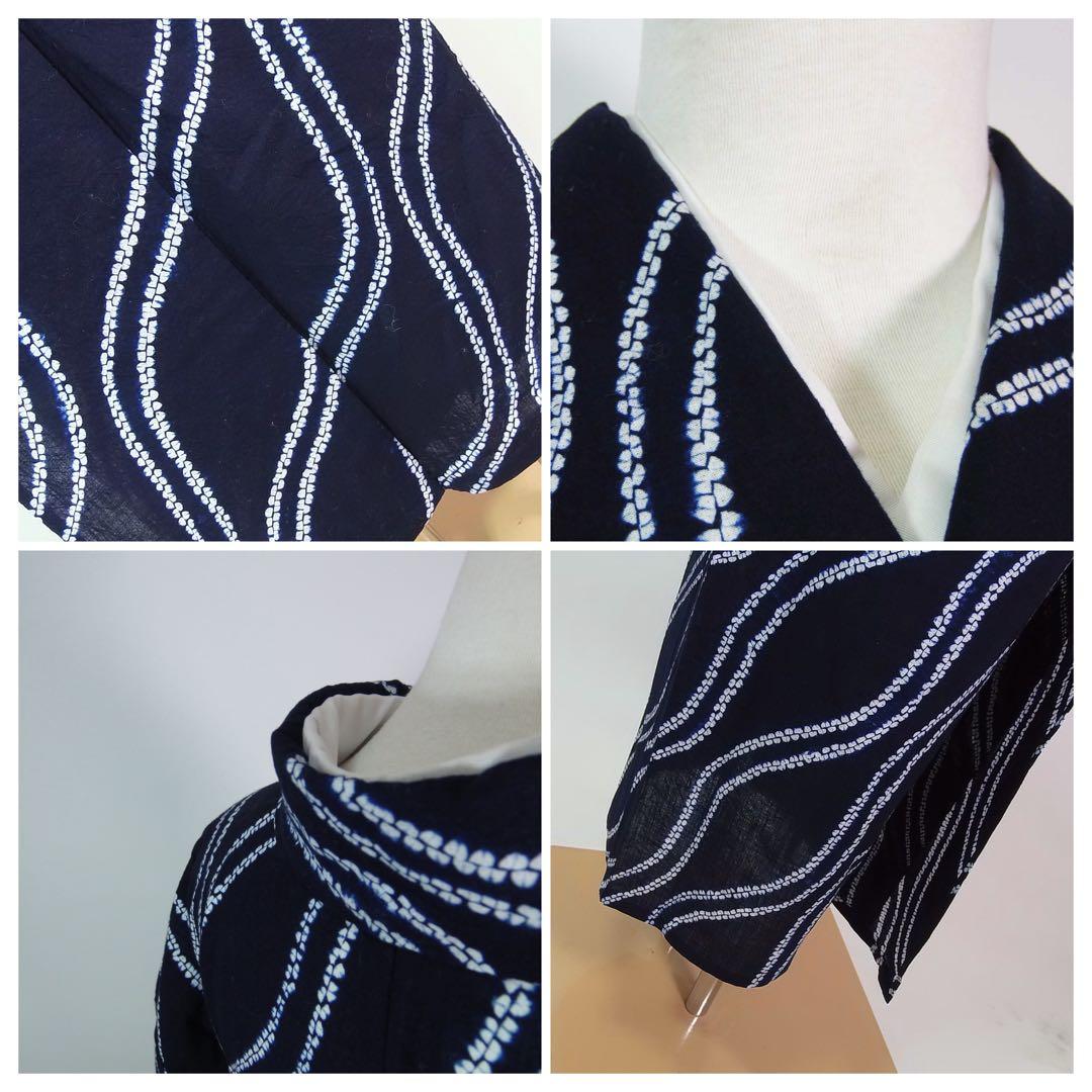 ほぼ美品 有松絞り浴衣 立涌文様　 藍染 夏にぴったりの涼やか着物
