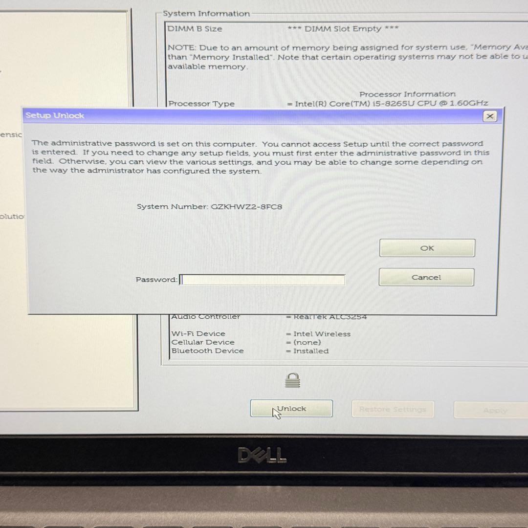 ジャンクBIOSロック第8世代Core i5　DELL Latitude5300