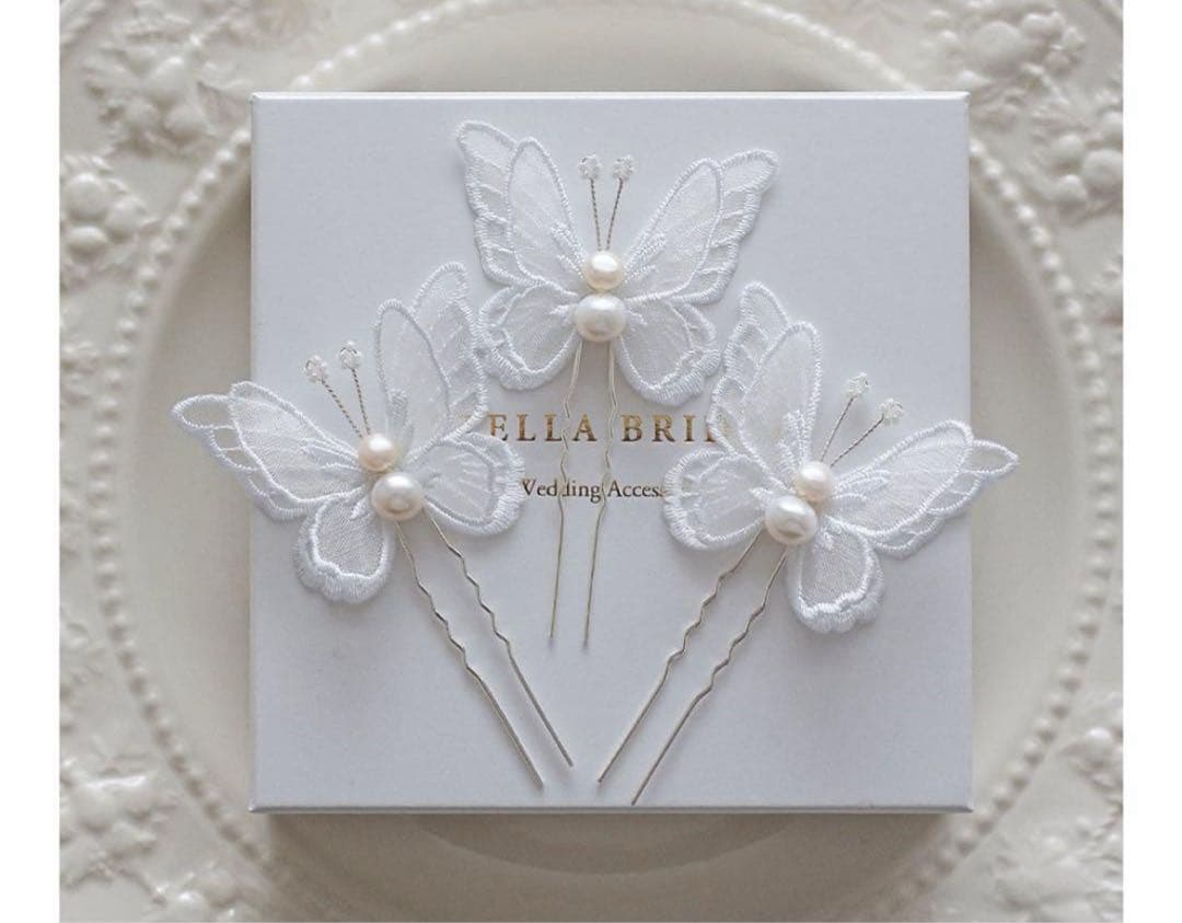 バタフライピン　ブライダル　ヘアアクセサリー　カプリピン　オルガブランカ