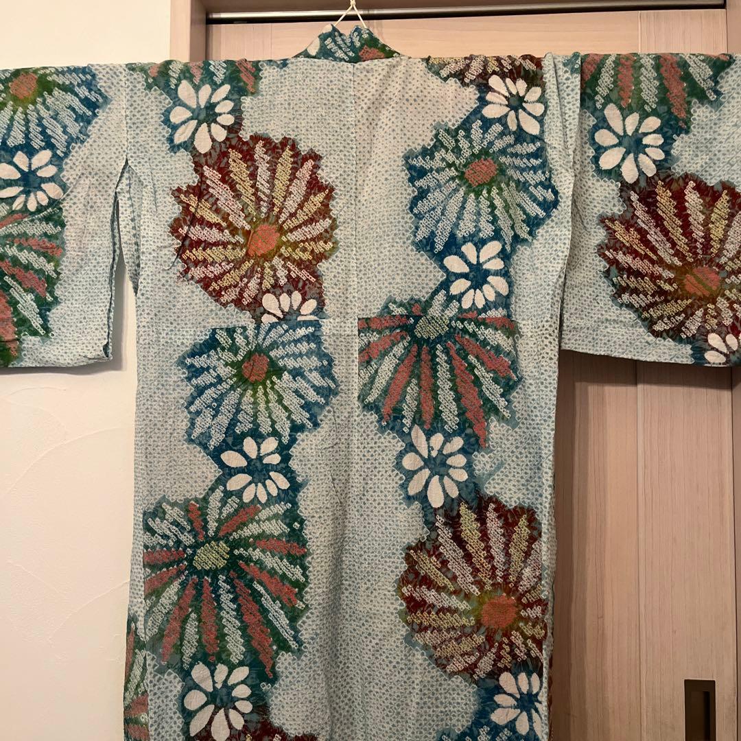 美品　有松絞り　総絞り　浴衣 夏物　パステル