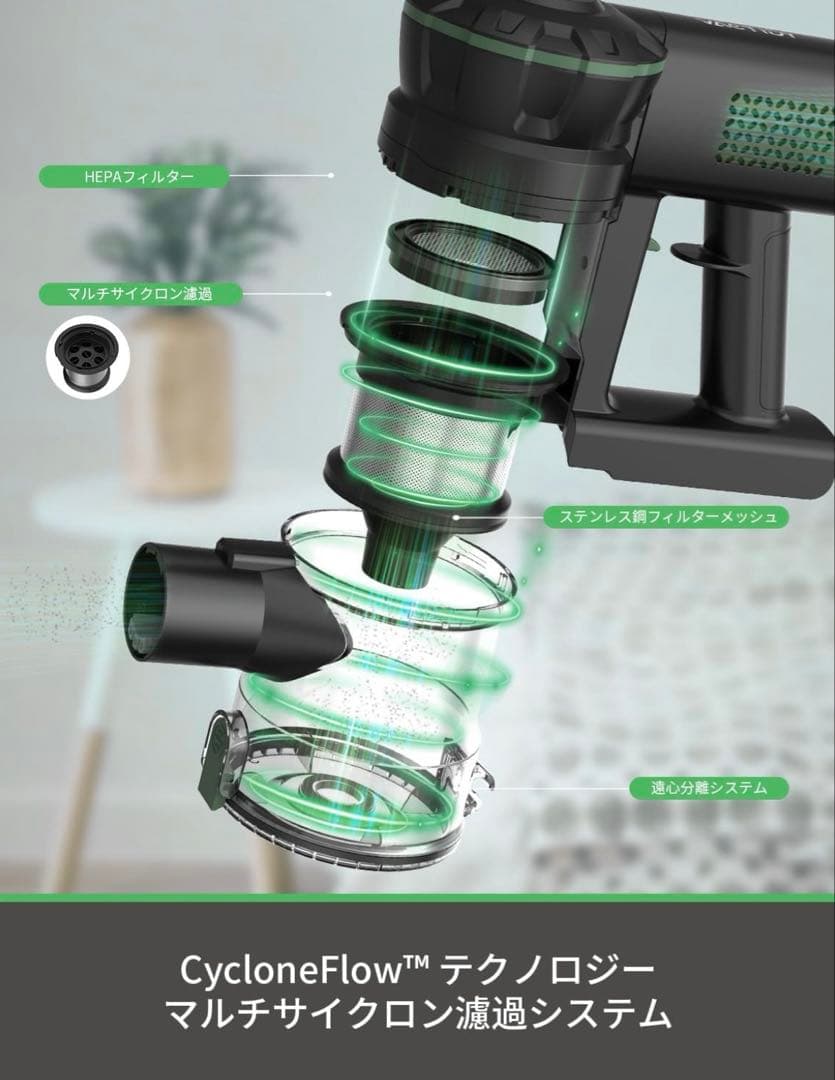 ✨コードレス 掃除機✨サイクロン ブラシレス スティッククリーナー LED 軽量