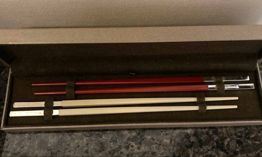 クリストフル　夫婦箸　新品　紅白