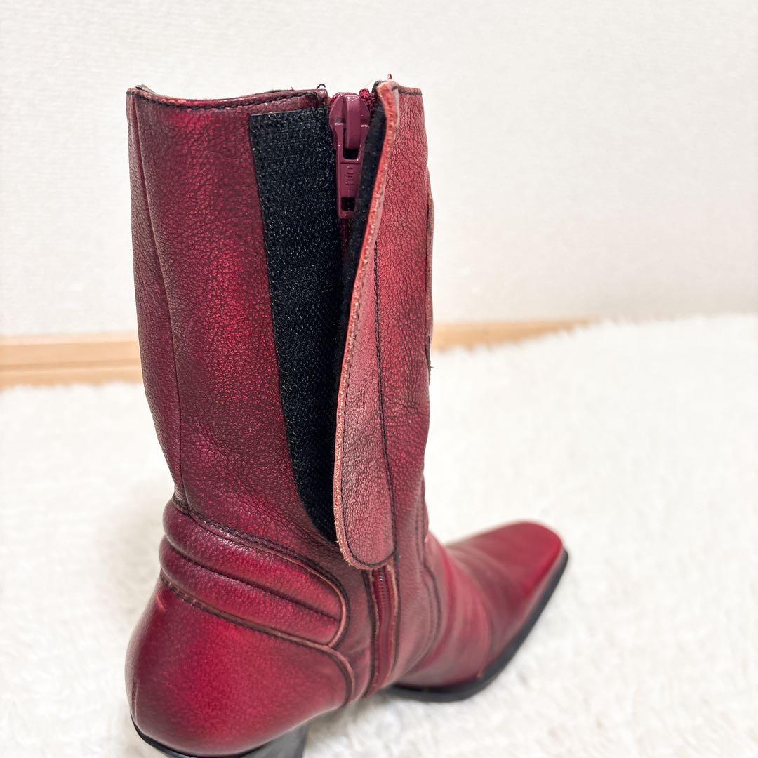 新品 訳あり イタリア製 ミュウミュウ レザーブーツ サイズ35 2/1