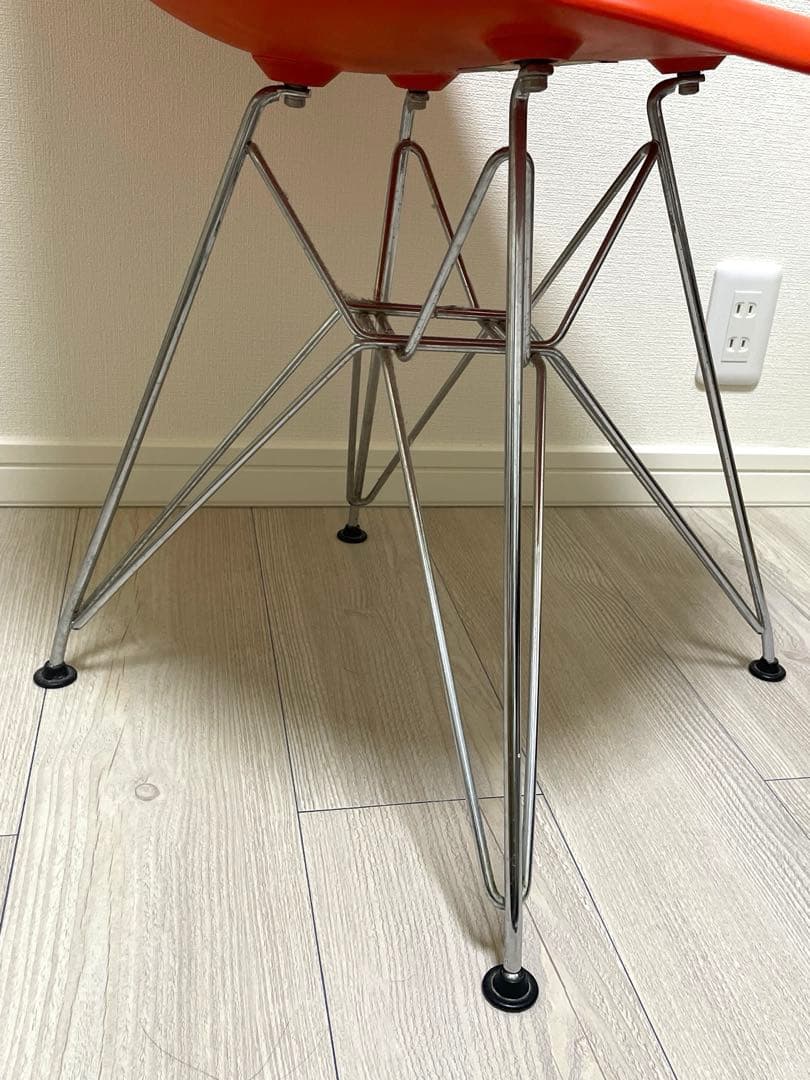 【イームズ】プラスチック シェルサイドチェア ワイヤーベースDRS レッド