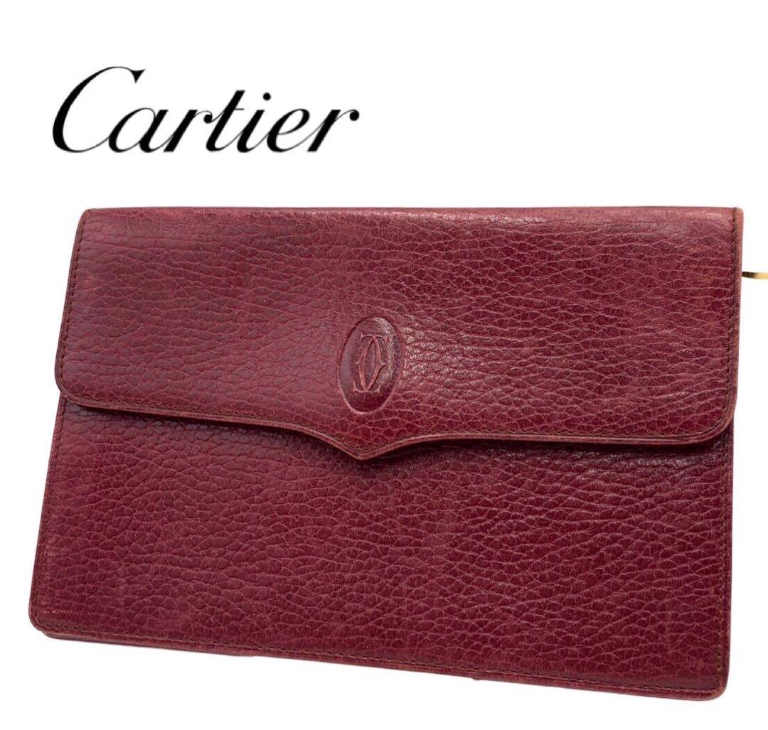 カルティエ　お札入れ　小銭入れ　ワインレッド　ブランド　レザー　ブランド　お洒落