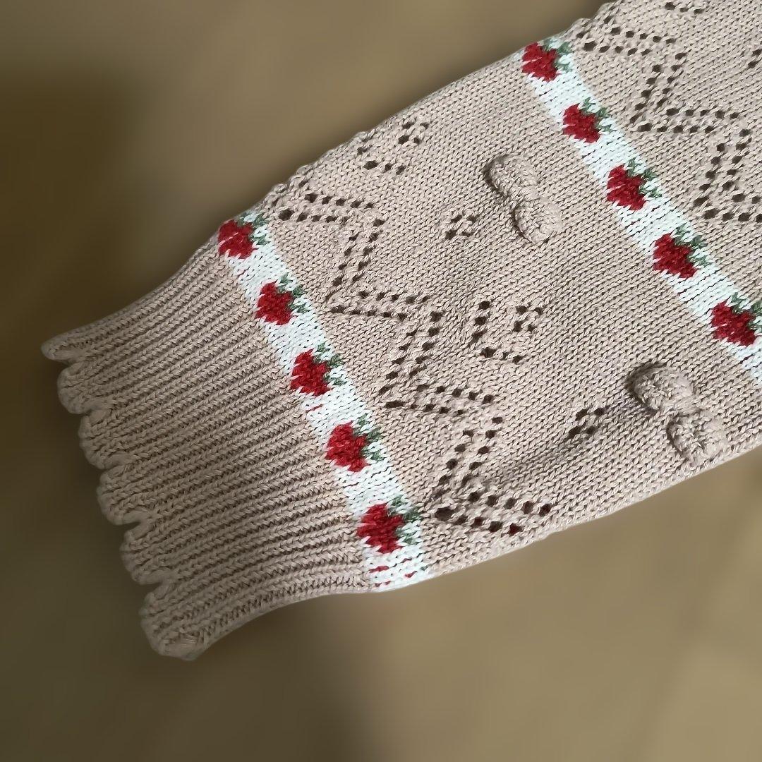 PINK HOUSE いちごモチーフ綿素材 春用カーディガン（新品、保管品）