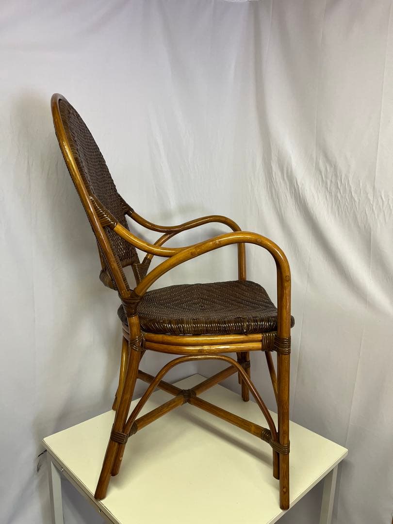 藤の椅子　Kazama ラタンチェア　昭和レトロ 二脚セット