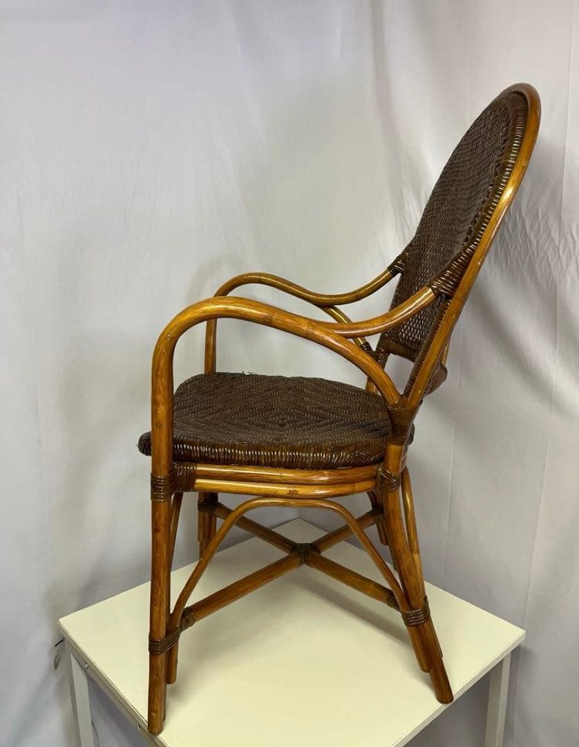 藤の椅子　Kazama ラタンチェア　昭和レトロ 二脚セット