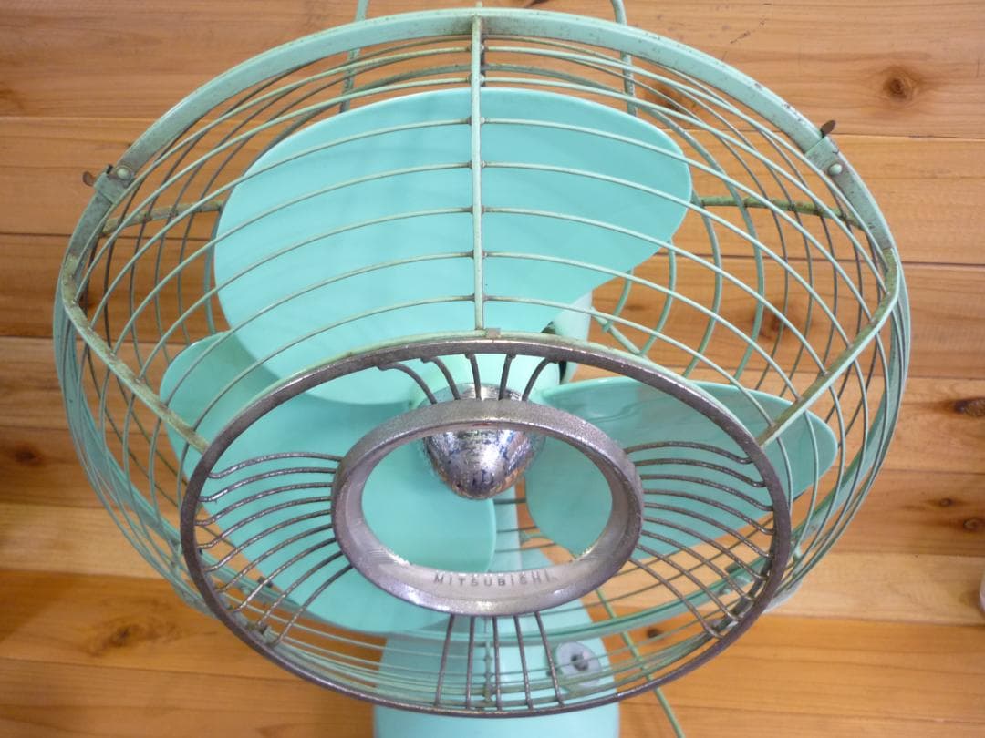 1960年代 ミツビシ 三菱 扇風機 稼働品 卓上壁掛両用 ミントグリーン
