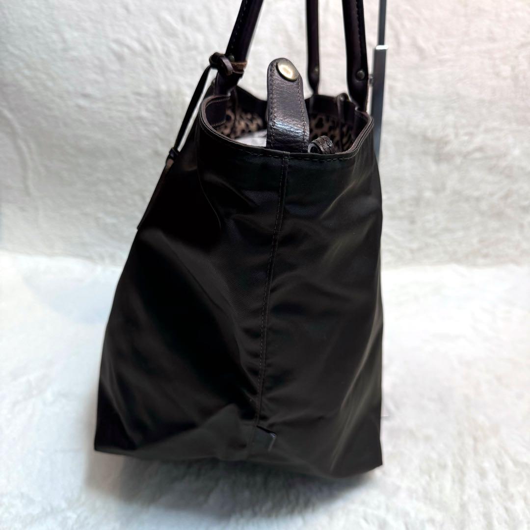 美品✨フェリージ　トートバッグ　リバーシブル　レオパード　03-28 カーキ