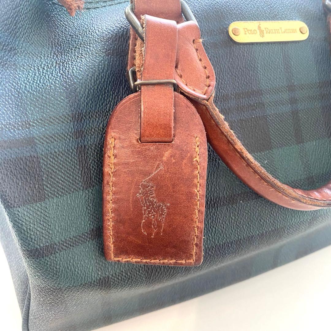 POLO RALPH LAUREN チェック柄 ボストンバッグ PVC レザー