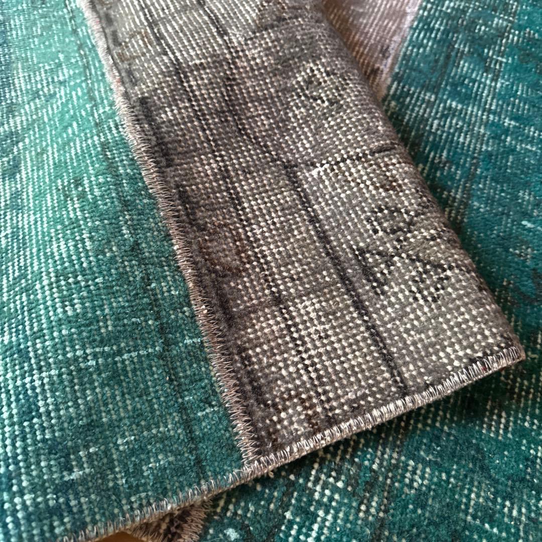 67.5×119パッチワーク　ブルーグリーン×グレイ　トルコヴィンテージラグ