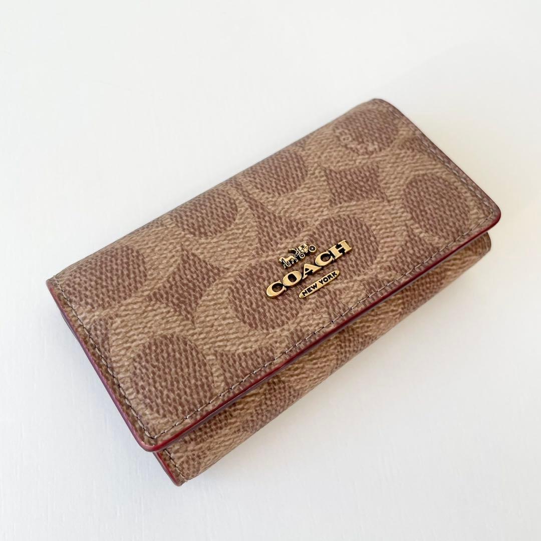 【新品】COACH 6 リング キー ケース シグネチャー キャンバス