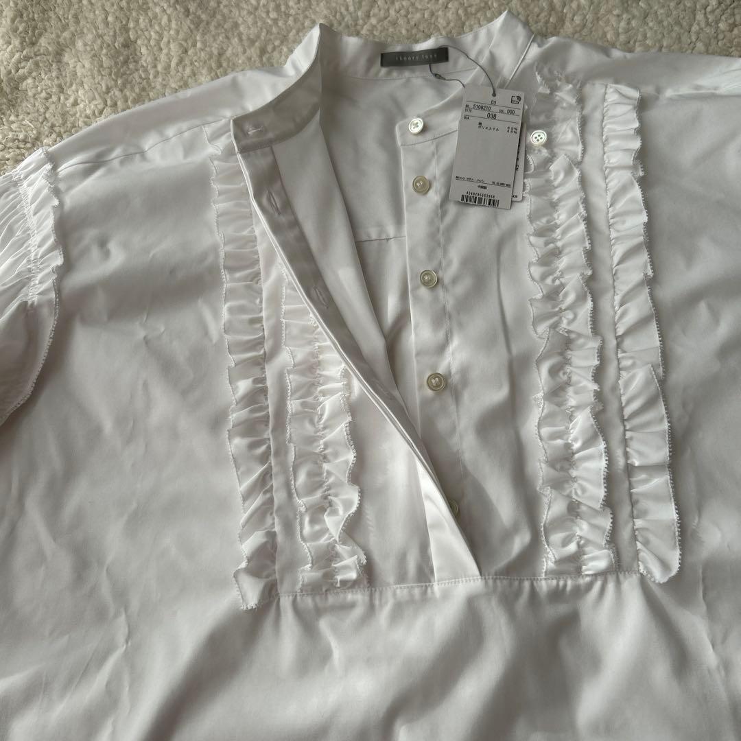 未使用　セオリーリュクスVALENTINE SHIRTフリル 白38 ブラウス
