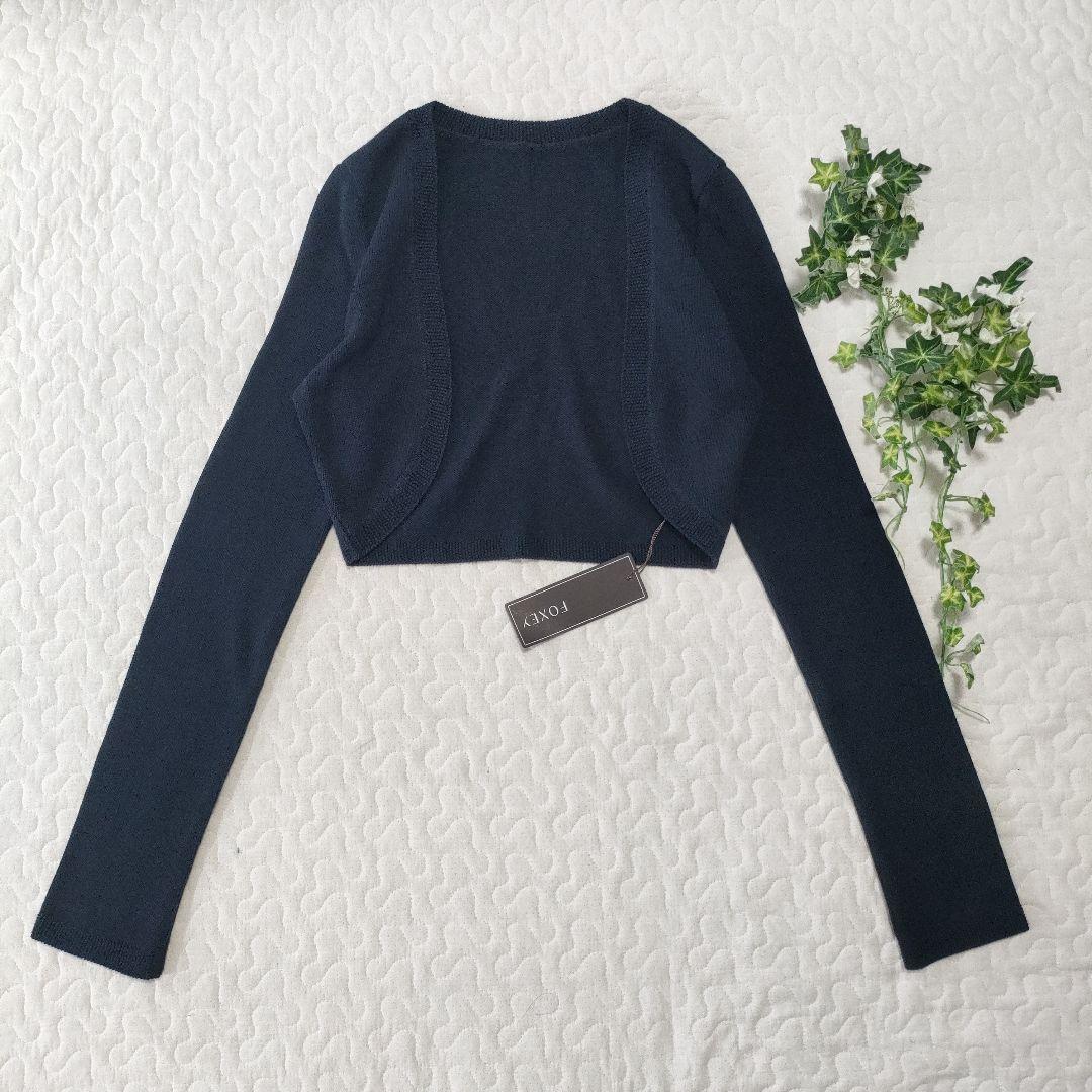 未使用品✨FOXEY　コットン100％ボレロ　ネイビー　38　タグ付き