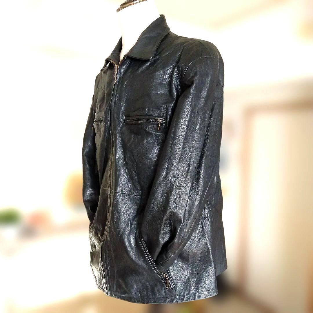 Vintage Euro シングルライダース レザージャケット カーコート