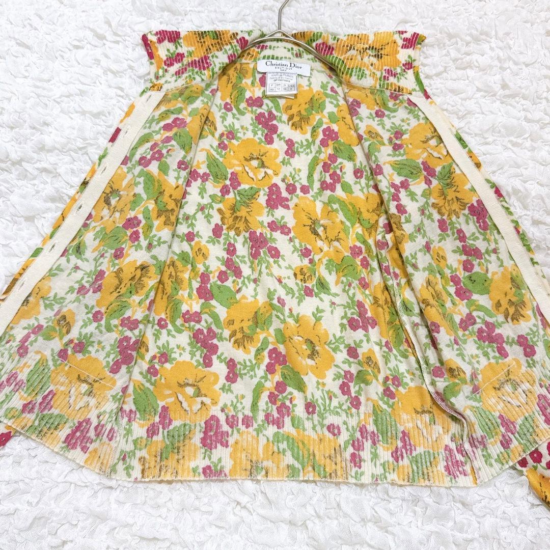 【美品】ディオール♡ガリアーノ期 カシミヤ100% 花柄 ニット カーディガン